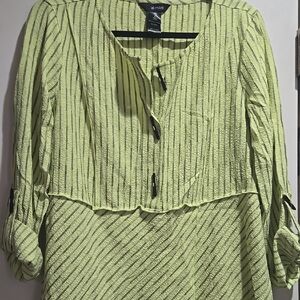Ali Miles Lime Green Textured Blouse